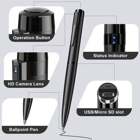 Stylo Cam Ra Espion Full Hd